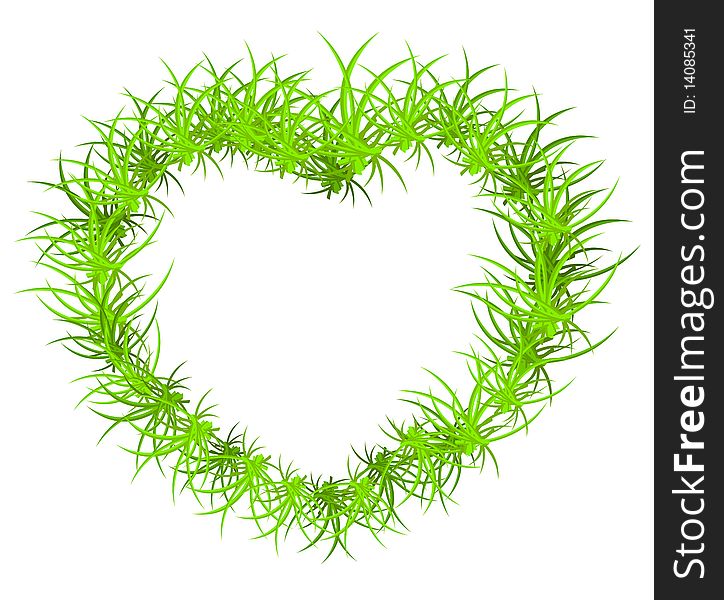 Vector illustration of heart-shaped frame from grass. Vector illustration of heart-shaped frame from grass