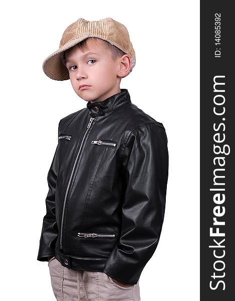 Small boy in cap isolated