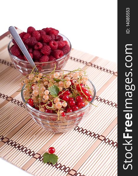 Fresh Raspberry and currant in a crystal bowl