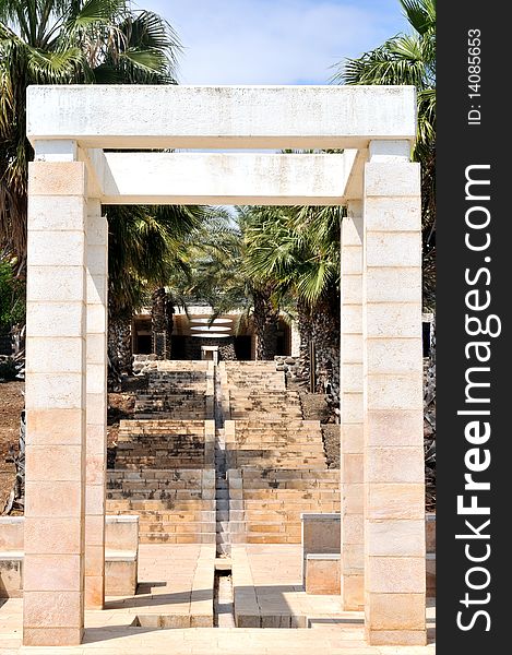 Arch entrance to the Museum of Ethnography in the Sea of Galilee. Arch entrance to the Museum of Ethnography in the Sea of Galilee