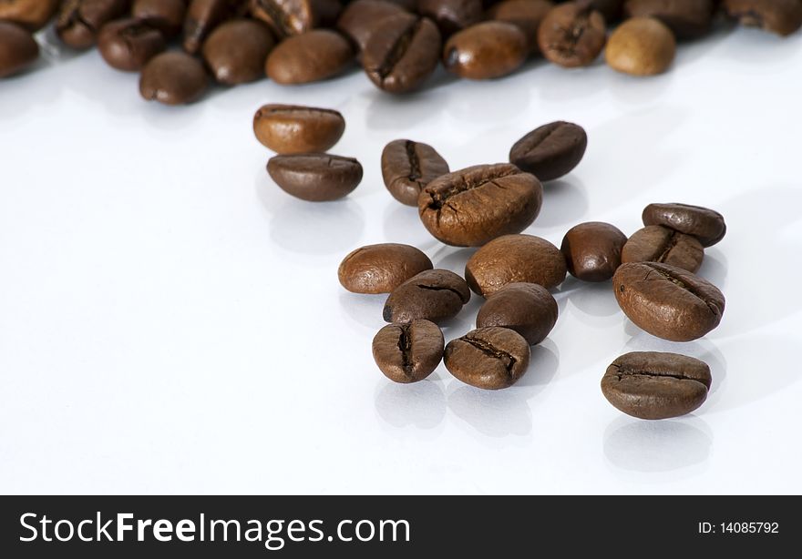 Coffee beans on white background