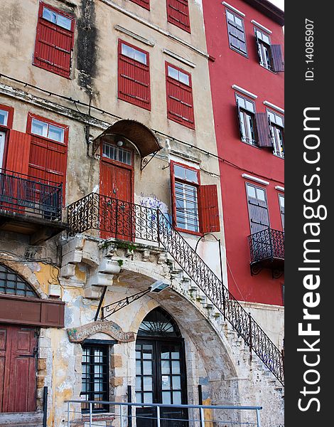 Old venetian house in the harbour at Chania, Crete, Greece