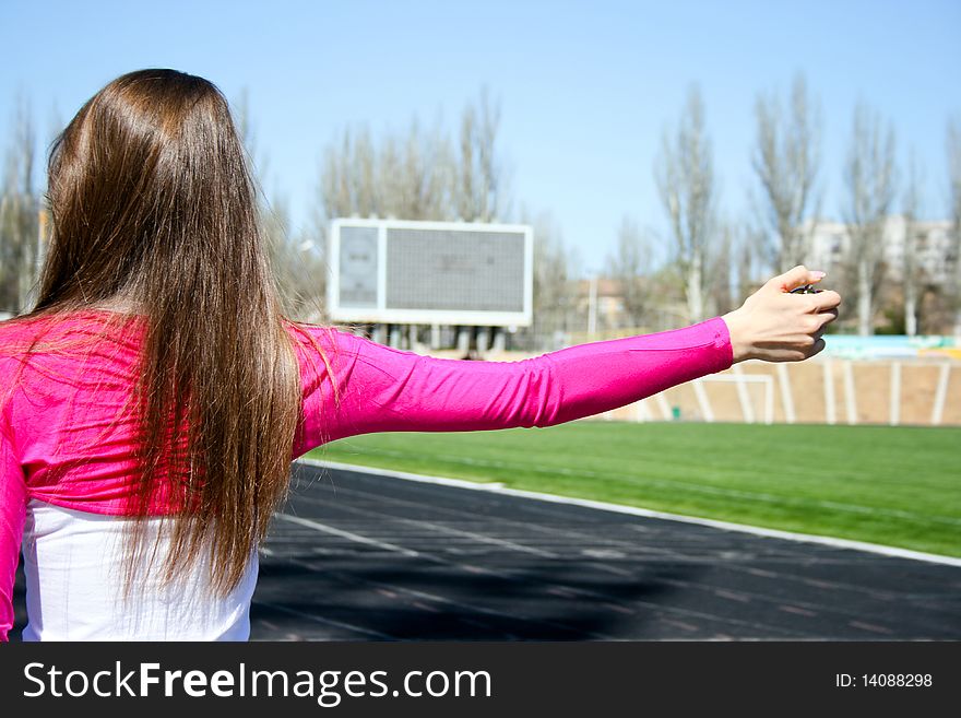 Young woman at the sport competition