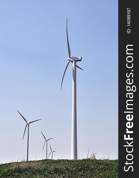 A group of wind turbines in Dekalb, illinois