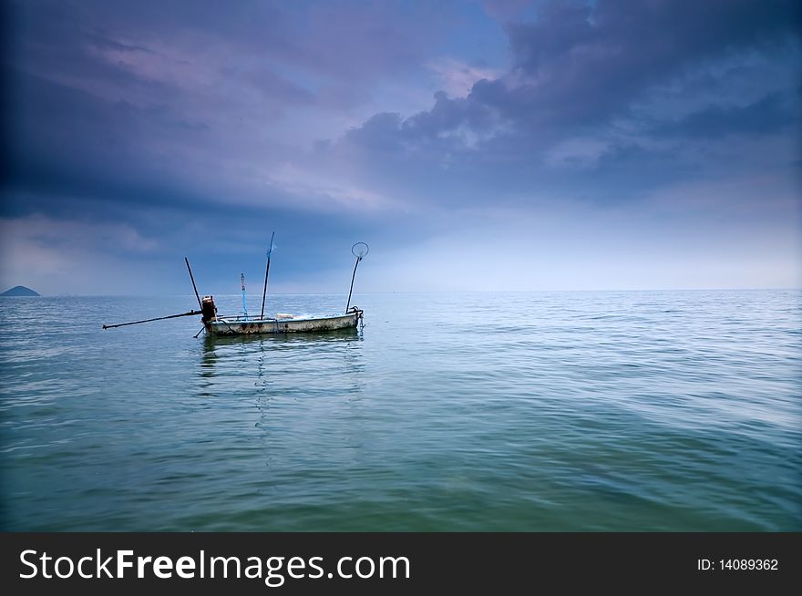 Rowing boat in Thai sea, south of Thailand