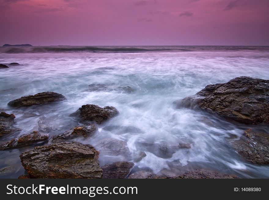 Water and stone in Thai sea, south of Thailand