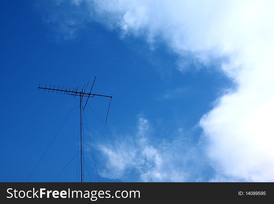 The antenna in the blue sky in Thailand