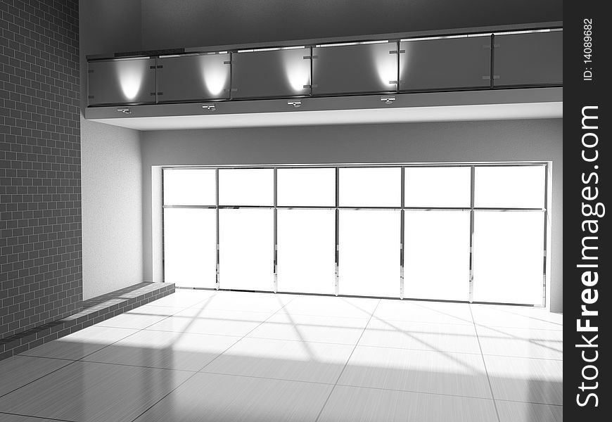 Light modern empty interior 3D