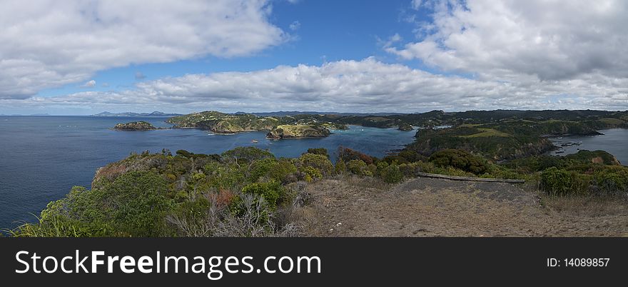 A Panorama View of the New Zealand Coast on the North Island. A Panorama View of the New Zealand Coast on the North Island