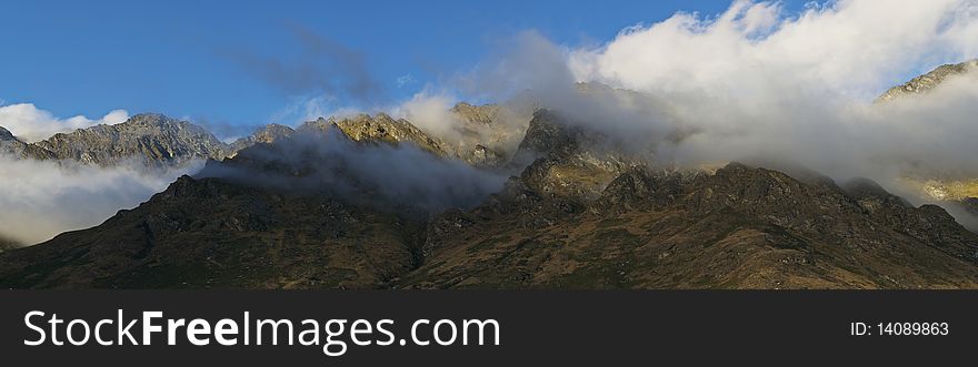 Panoramic of the Mountains near Queenstown, New Zealand. Panoramic of the Mountains near Queenstown, New Zealand