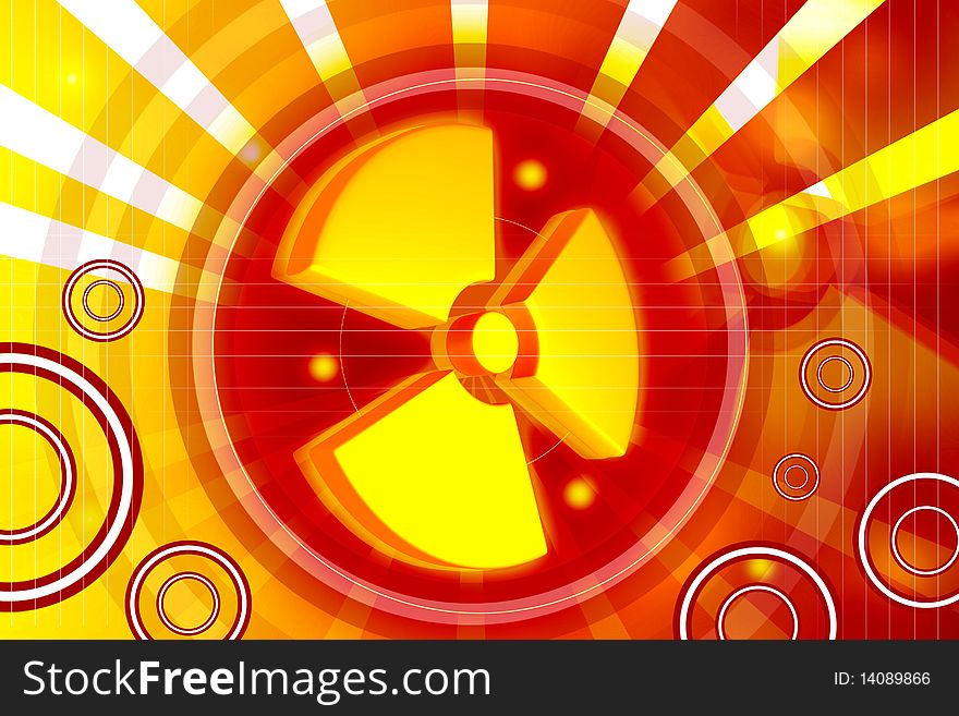 3d highly rendering radiation symbol in digital color background