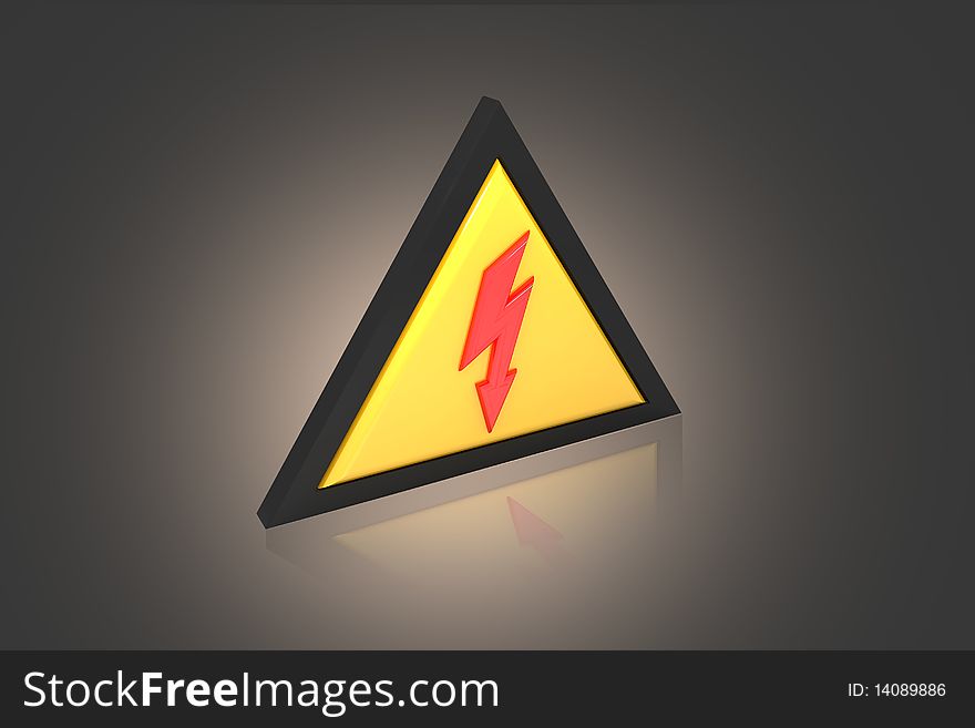 Digital illustration of electric warning symbol in color background