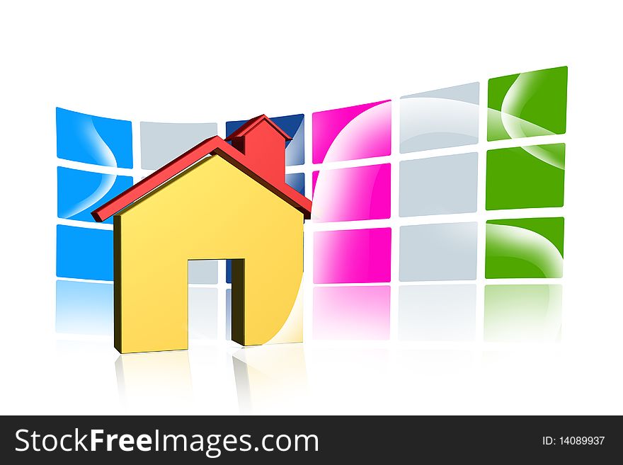 Digital illustration of real estate symbol in color background. Digital illustration of real estate symbol in color background
