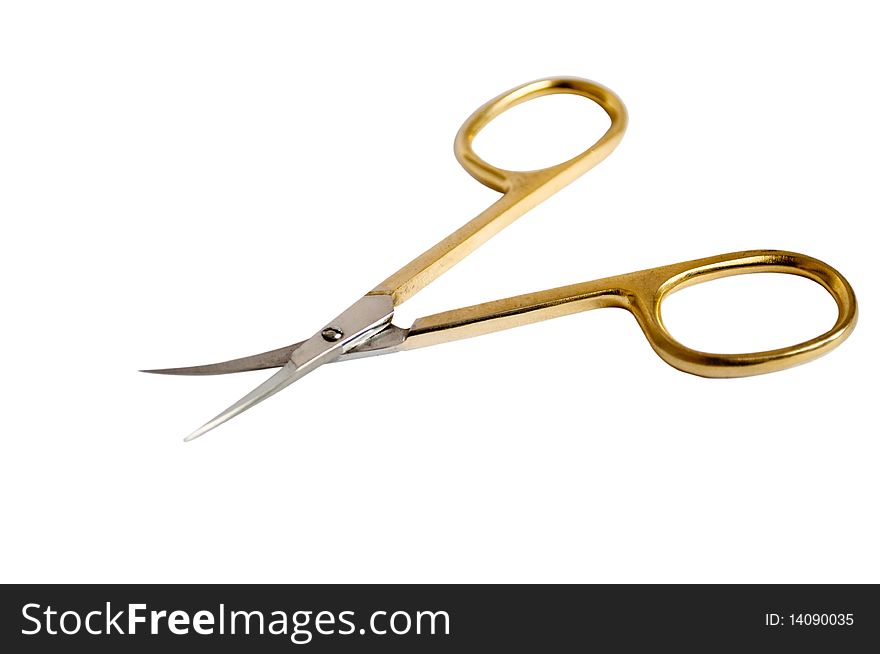 Manicure scissors on a white background