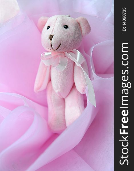 A cute pink plush mouse decorations. A cute pink plush mouse decorations