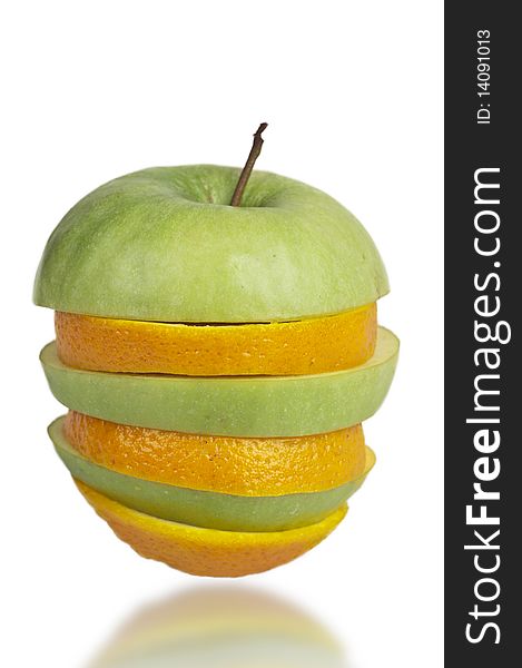 Creative combination of sliced fruits (clipping path). Creative combination of sliced fruits (clipping path)