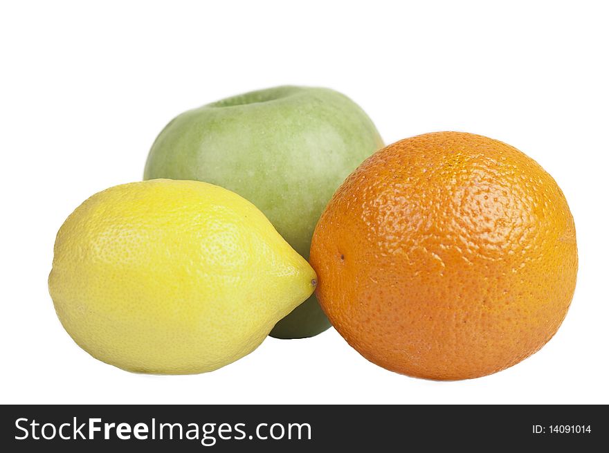 Composition of three fruits with clipping path. Composition of three fruits with clipping path