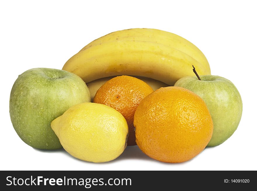 Assorted fruits isolated on white background (with clipping path)