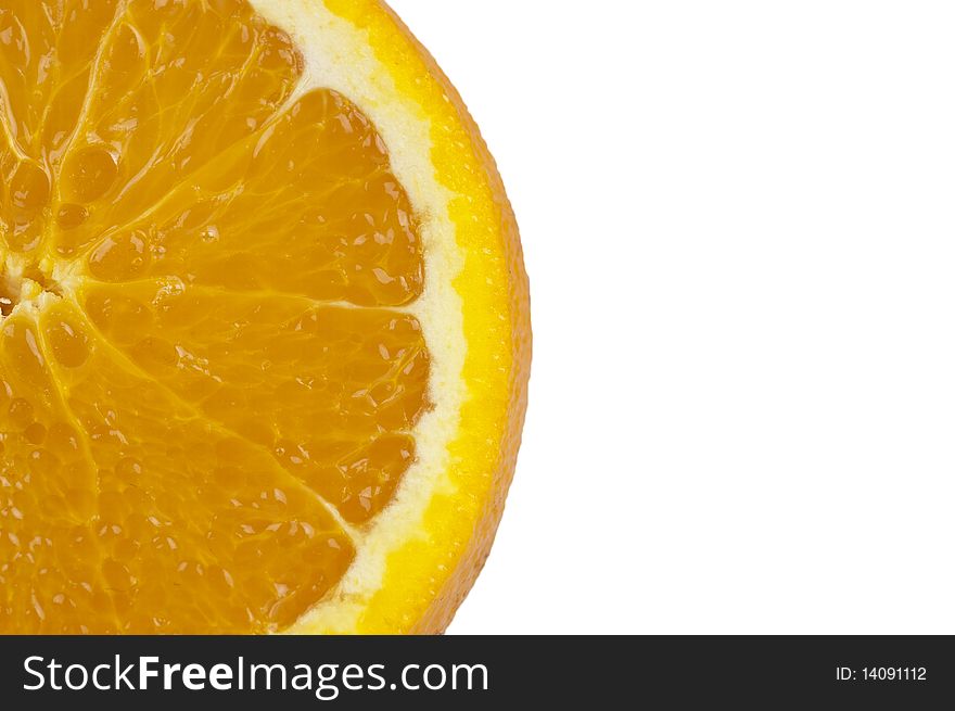 Part of orange with copy space (clipping path included). Part of orange with copy space (clipping path included)