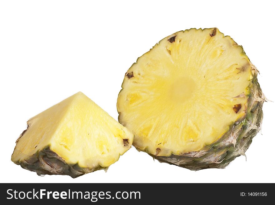 Sliced pineapple on white background (clipping path)