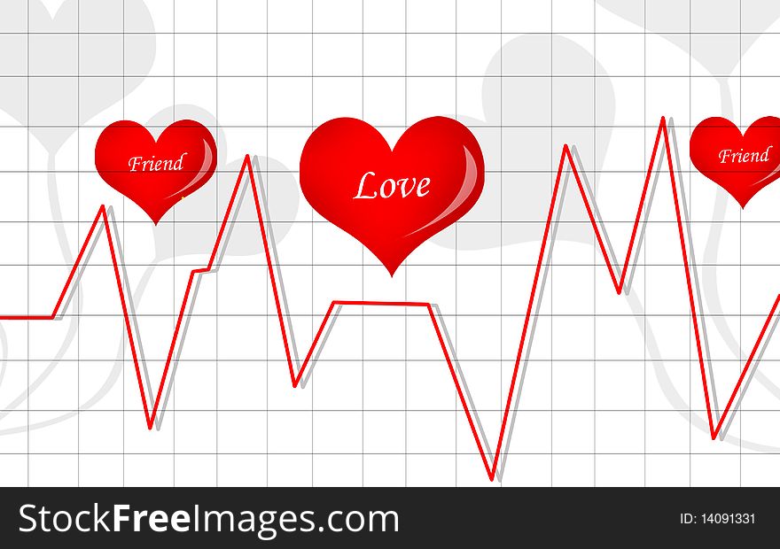 2d illustration of pulls graph and love symbol in white background