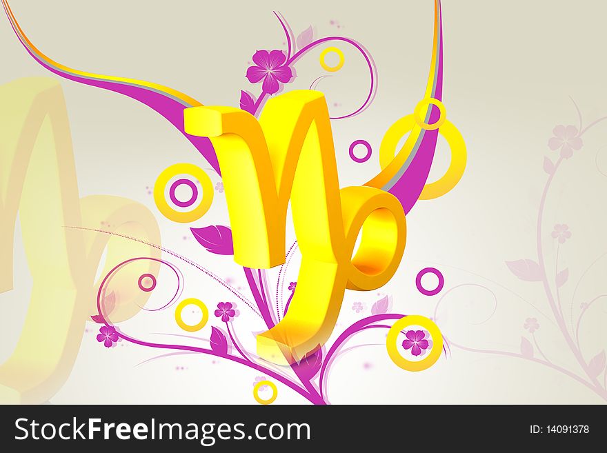 Digital illustration of Zodiac symbol in color background