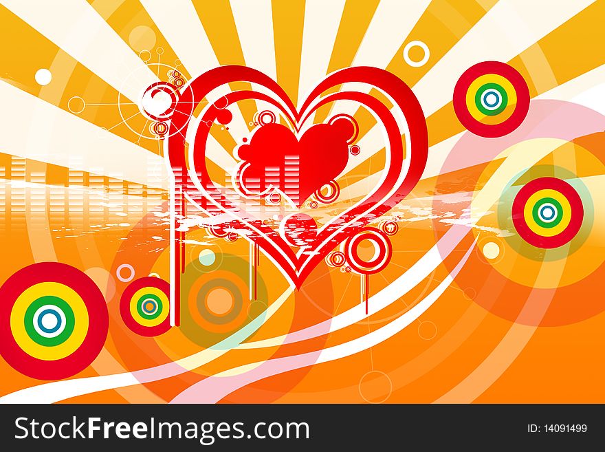 2d illustration of a group of love symbol in attractive background
