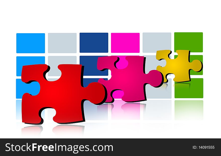 2d illustration of puzzle sign in color background