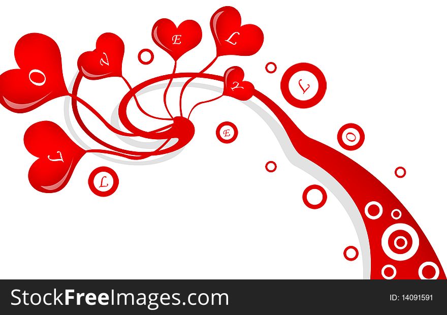 2d illustration of a group of love symbol in attractive background