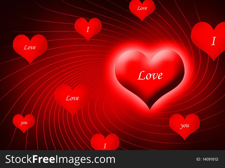 2d illustration of a group of love symbol in attractive background