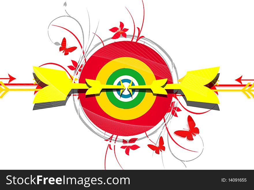 2d illustration of arrow target point in color background