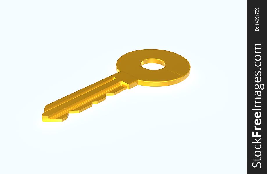 3d rendered of a metal key