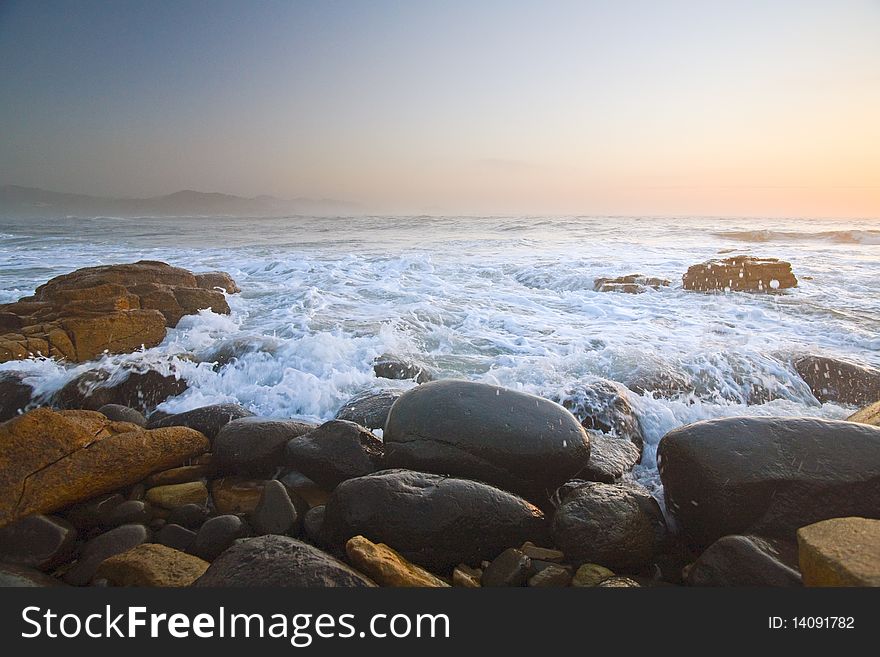 Rocky Beach At Sunrise, South Africa