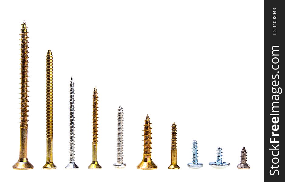 A lot of screws horisontally descending aligned