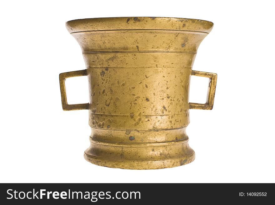 Old antique vintage bronze, brass jar isolated on white background with clipping paths. Old antique vintage bronze, brass jar isolated on white background with clipping paths.