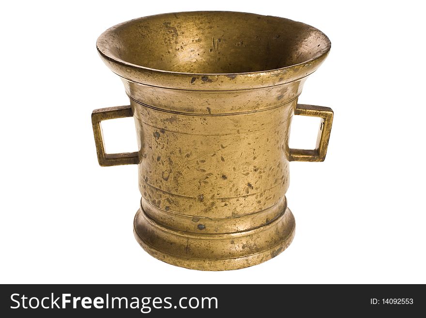 Old antique vintage bronze, brass jar isolated on white background with clipping paths. Old antique vintage bronze, brass jar isolated on white background with clipping paths.