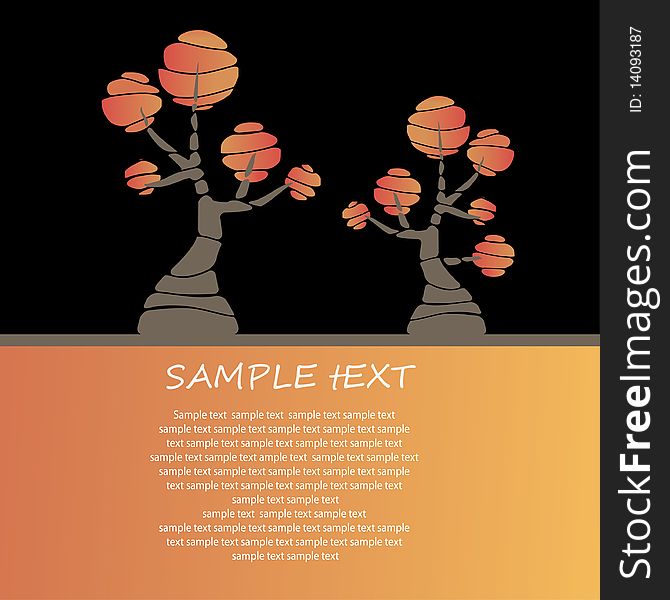 Card design with stylized trees and text for you