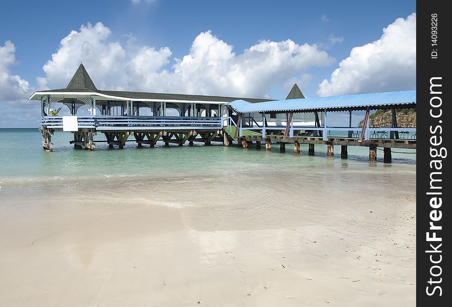 Pier jetty caribbean sea and beach. Pier jetty caribbean sea and beach