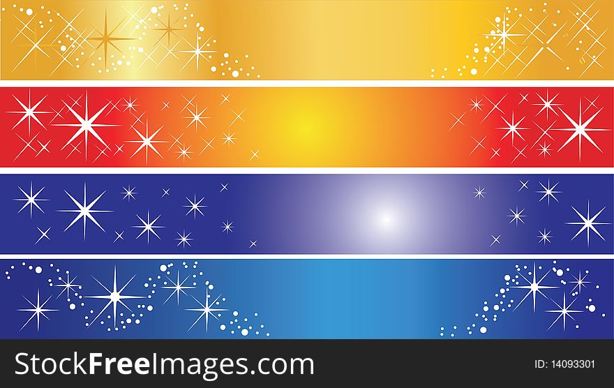 Set of 4 holiday banners, useful also as greeting cards. Eps file available.