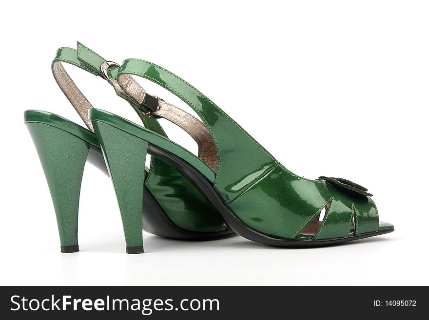 Green High Heels Shoes isolated on white background