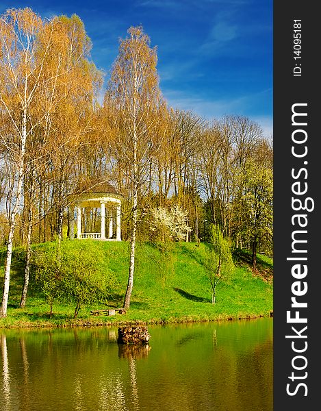 Wonderful pond and nice birches reflection. Wonderful pond and nice birches reflection.