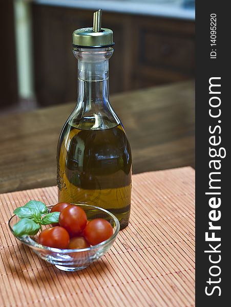 Italian snack and vegetable oil and tomatoes. Italian snack and vegetable oil and tomatoes