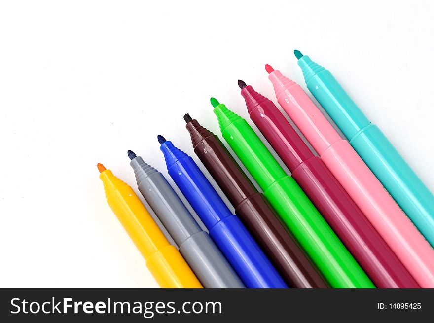 Color pens isolated on white back ground. Color pens isolated on white back ground