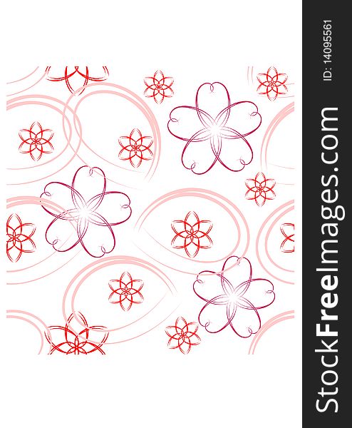 Colorful seamless pattern - pink flowers on background