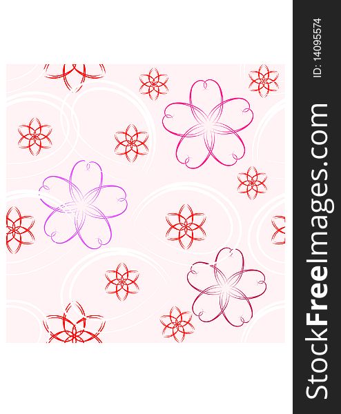 Colorful seamless pattern - pink flowers on background