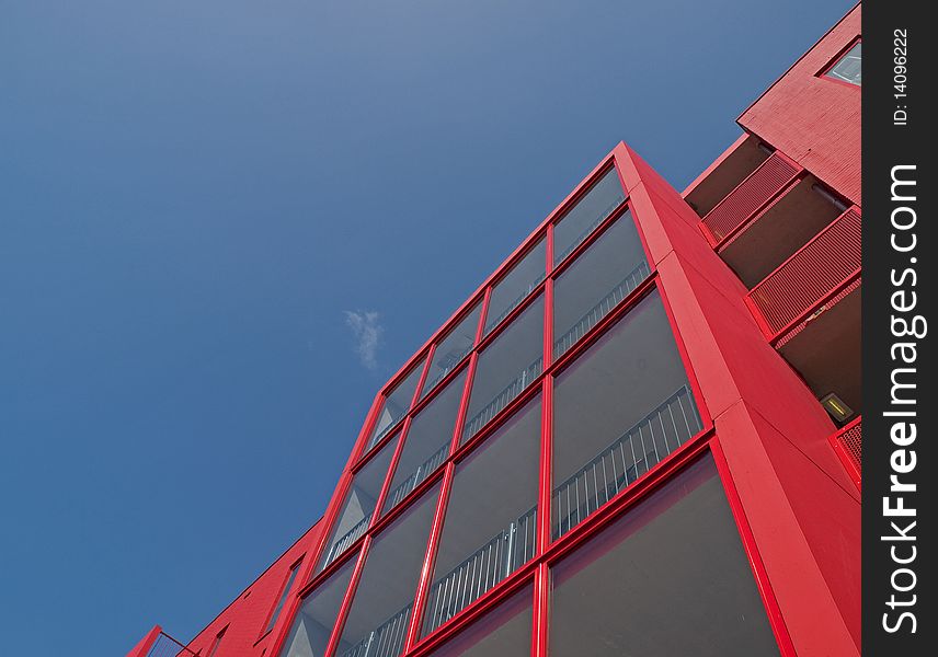 Red apartments in Almere Netherlands