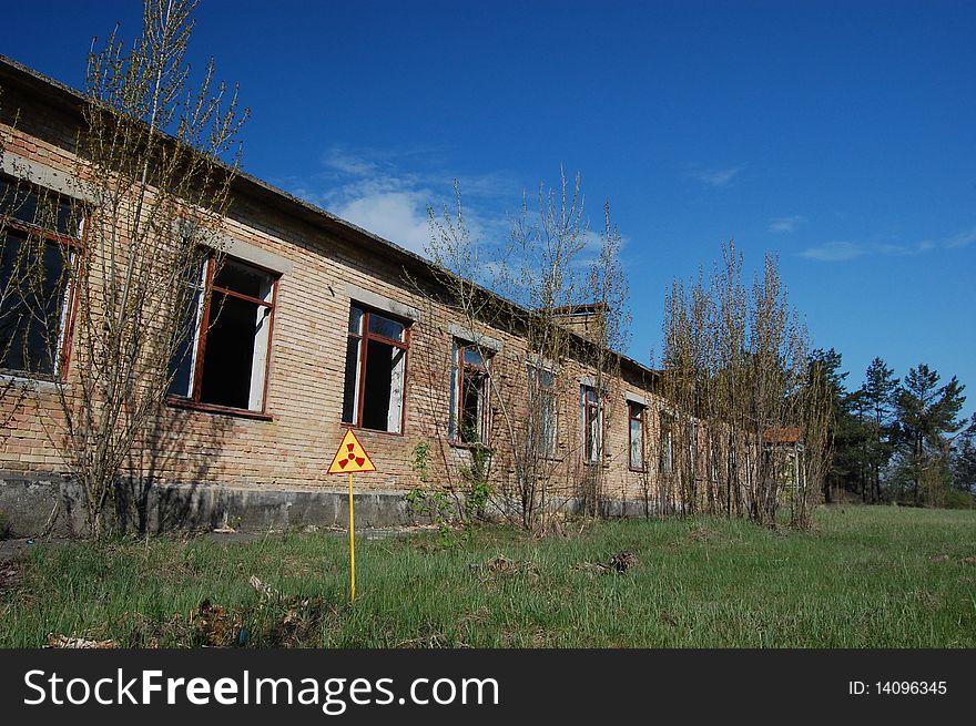 Near Chernobyl area. Modern ruins. Ukraine. Kiev region. Near Chernobyl area. Modern ruins. Ukraine. Kiev region