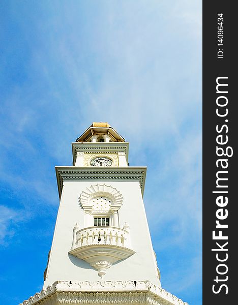 The white clock tower in Penang. The white clock tower in Penang