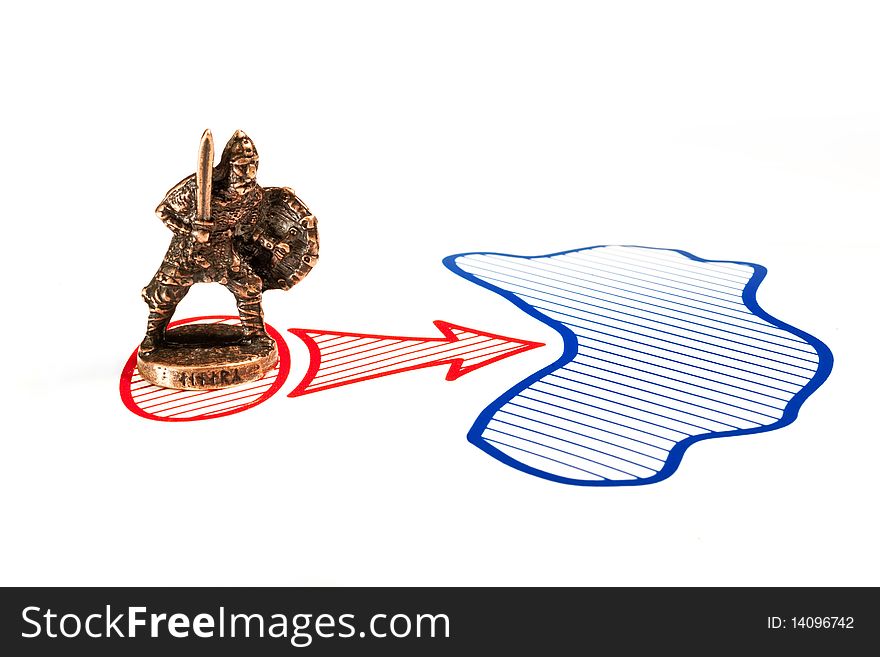 Small figure viking soldier in a helmet