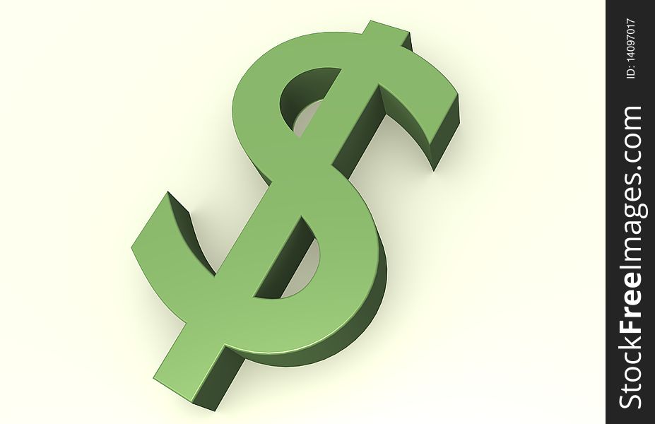 Rendering of dollar symbol in green colors.